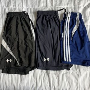 Lot of three pairs of gym / soccer shorts